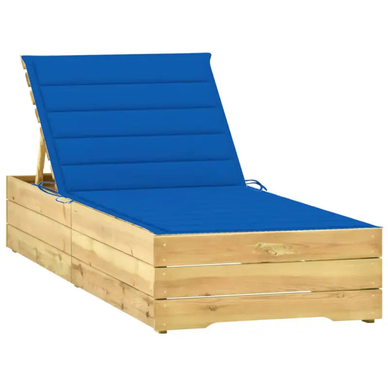 Houten loungebed met kussen voor stijlvolle buitenruimtes - koningsblauw / 1 - Ligstoelen