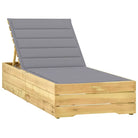 Houten loungebed met kussen voor stijlvolle buitenruimtes - Grijs / 1 - Ligstoelen