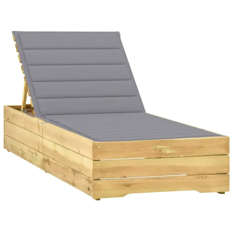 Houten loungebed met kussen voor stijlvolle buitenruimtes - Grijs / 1 - Ligstoelen
