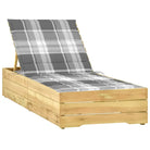 Houten loungebed met kussen voor stijlvolle buitenruimtes - Grijs ruitpatroon / 1 - Ligstoelen