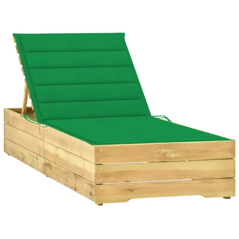 Houten loungebed met kussen voor stijlvolle buitenruimtes - Groen / 1 - Ligstoelen