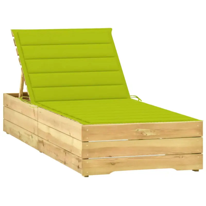 Houten loungebed met kussen voor stijlvolle buitenruimtes - Heldergroen / 1 - Ligstoelen