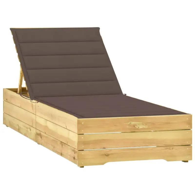 Houten loungebed met kussen voor stijlvolle buitenruimtes - Taupe / 1 - Ligstoelen