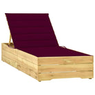 Houten loungebed met kussen voor stijlvolle buitenruimtes - Wijnrood / 1 - Ligstoelen