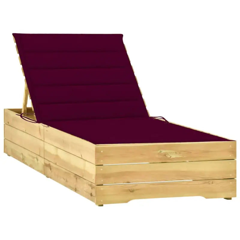 Houten loungebed met kussen voor stijlvolle buitenruimtes - Wijnrood / 1 - Ligstoelen