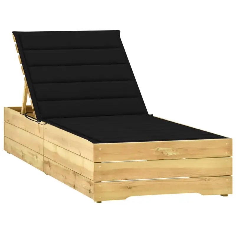 Houten loungebed met kussen voor stijlvolle buitenruimtes - Zwart / 1 - Ligstoelen