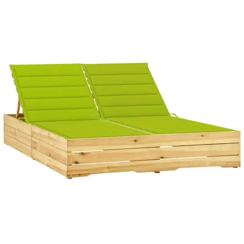 Houten loungebed met kussens voor buiten in rustieke stijl - Heldergroen / 1 - Ligstoelen