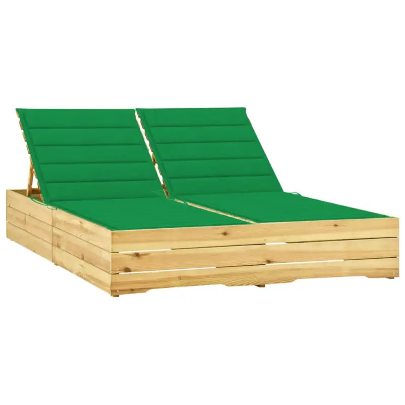 Houten loungebed met kussens voor buiten in rustieke stijl - Groen / 1 - Ligstoelen
