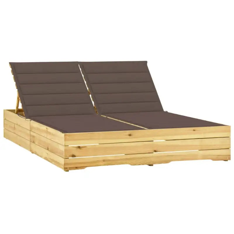 Houten loungebed met kussens voor buiten in rustieke stijl - Taupe / 1 - Ligstoelen