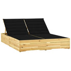 Houten loungebed met kussens voor buiten in rustieke stijl - Zwart / 1 - Ligstoelen