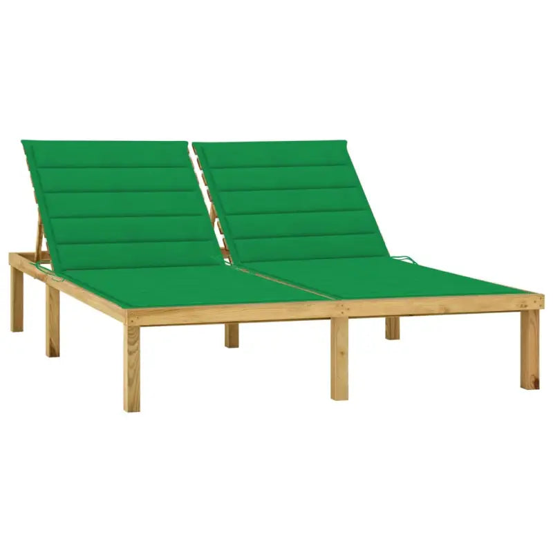 Houten loungebed met kussens voor buiten met rustieke charme - Groen / 1 - Ligstoelen