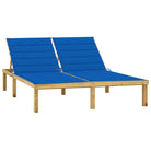 Houten loungebed met kussens voor buiten met rustieke charme - koningsblauw / 1 - Ligstoelen