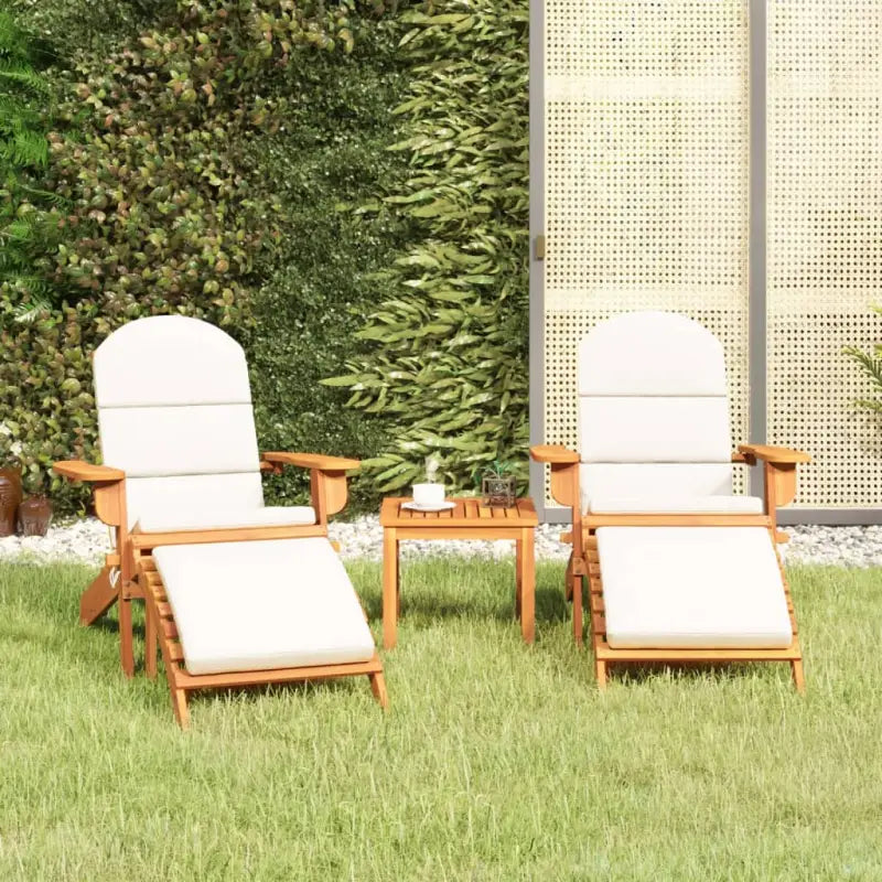 Houten loungeset in Adirondack stijl van massief acaciahout - Wit / Ligbed - Tuinsets