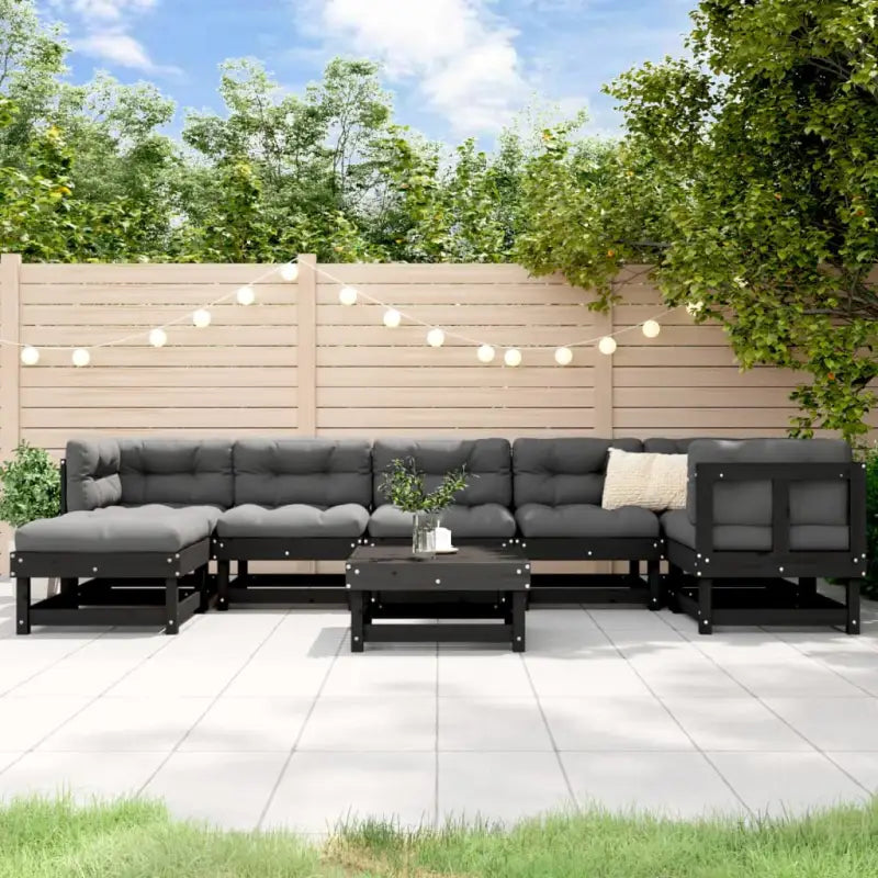 Houten loungeset in geïmpregneerd grenenhout met voetenbank en salontafel - Zwart grenenhout - Tuinsets