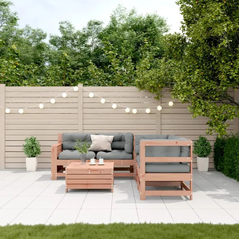 Houten loungeset in massief douglashout met modulair ontwerp - Natuurlijk douglashout - Tuinsets