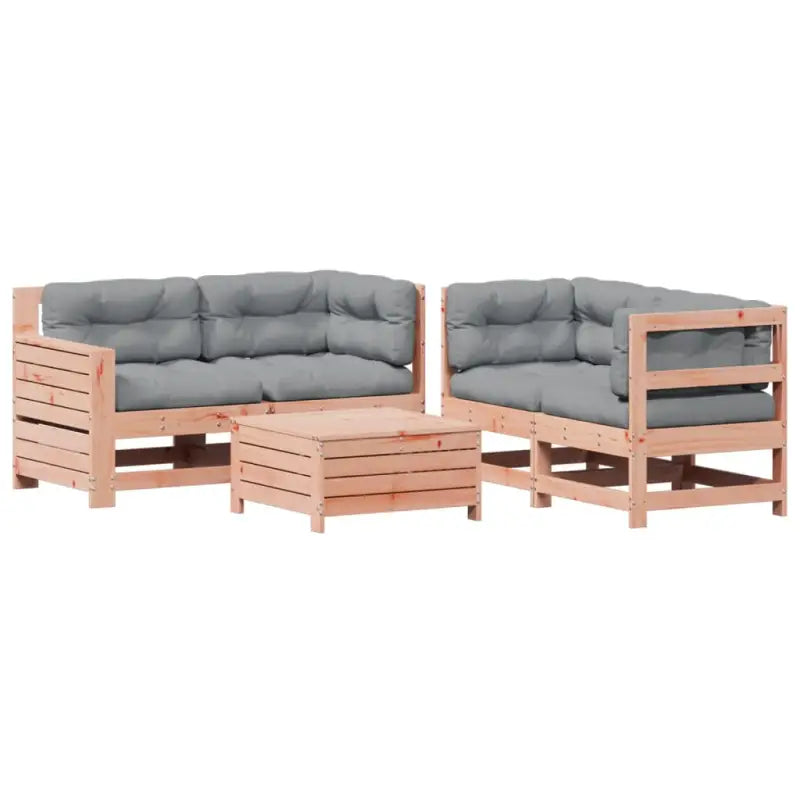 Houten loungeset in massief douglashout met modulair ontwerp - Tuinsets