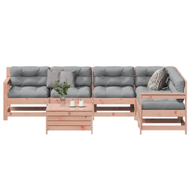 Houten loungeset in massief grenenhout met gelat ontwerp en modulair ontwerp - Natuurlijk douglashout - Tuinsets