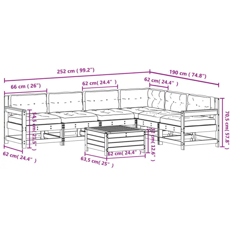 Houten loungeset in massief grenenhout met gelat ontwerp en modulair ontwerp - Tuinsets