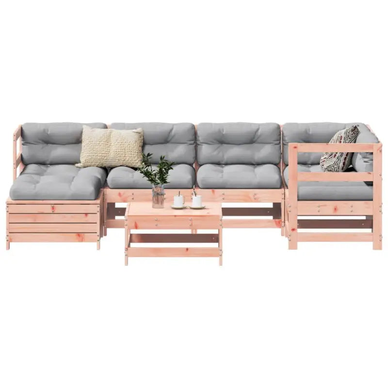 Houten loungeset in massief grenenhout met modulair ontwerp en comfortabele afmetingen - Natuurlijk douglashout