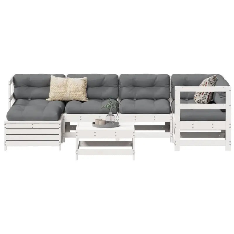 Houten loungeset in massief grenenhout met modulair ontwerp en comfortabele afmetingen - Wit - Tuinsets