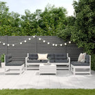 Houten loungeset met gelat ontwerp en modulair concept in geïmpregneerd grenenhout - Wit grenenhout - Tuinsets
