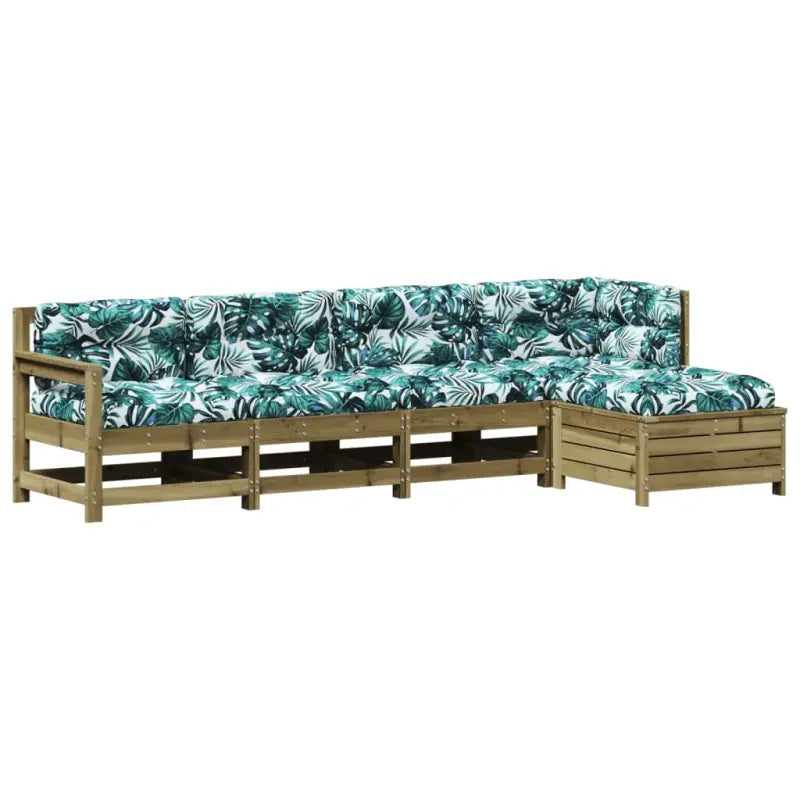 Houten loungeset met gelat ontwerp en modulair ontwerp van geïmpregneerd grenenhout - Tuinsets