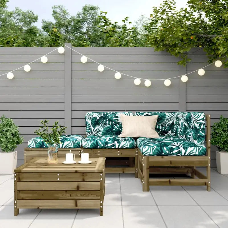 Houten loungeset met gelat ontwerp in geïmpregneerd grenenhout - Tuinsets