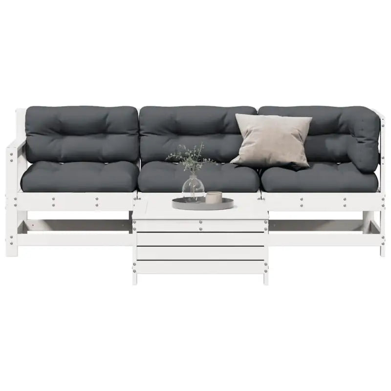 Houten loungeset met gelat ontwerp van geïmpregneerd grenenhout - Wit grenenhout - Tuinsets