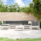 Houten loungeset met massief douglashout en voetenbank salontafel - Wit grenenhout - Tuinsets
