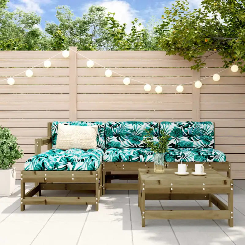Houten loungeset met massief grenenhout en comfortabele kussens - Bruin - Tuinsets
