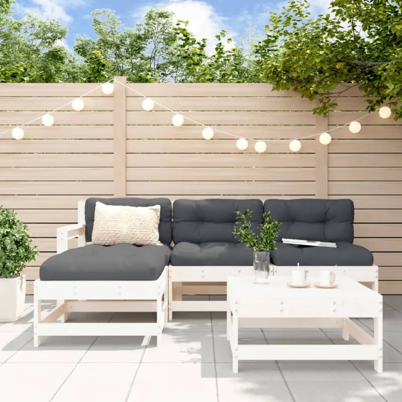 Houten loungeset met massief grenenhout en comfortabele kussens - Wit grenenhout - Tuinsets