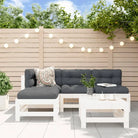 Houten loungeset met massief grenenhout en voetenbank voor tuinplezier - Wit grenenhout - Tuinsets