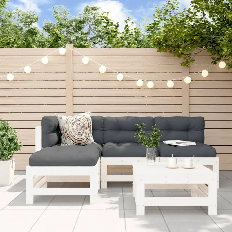 Houten loungeset met massief grenenhout en voetenbank voor tuinplezier - Tuinsets
