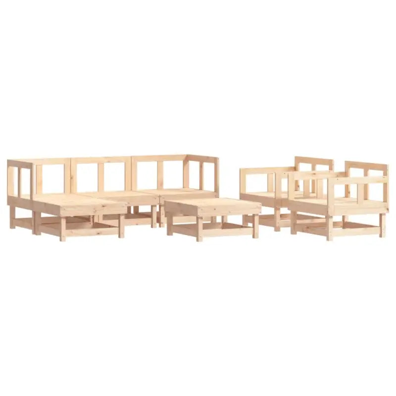 Houten loungeset met massief grenenhout en voetenbank salontafel - Tuinsets