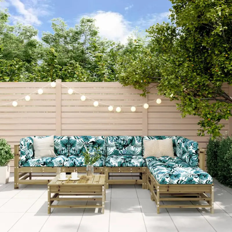 Houten loungeset met massief grenenhout en voetenbank salontafel - Naturel geïmpregneerd - Tuinsets