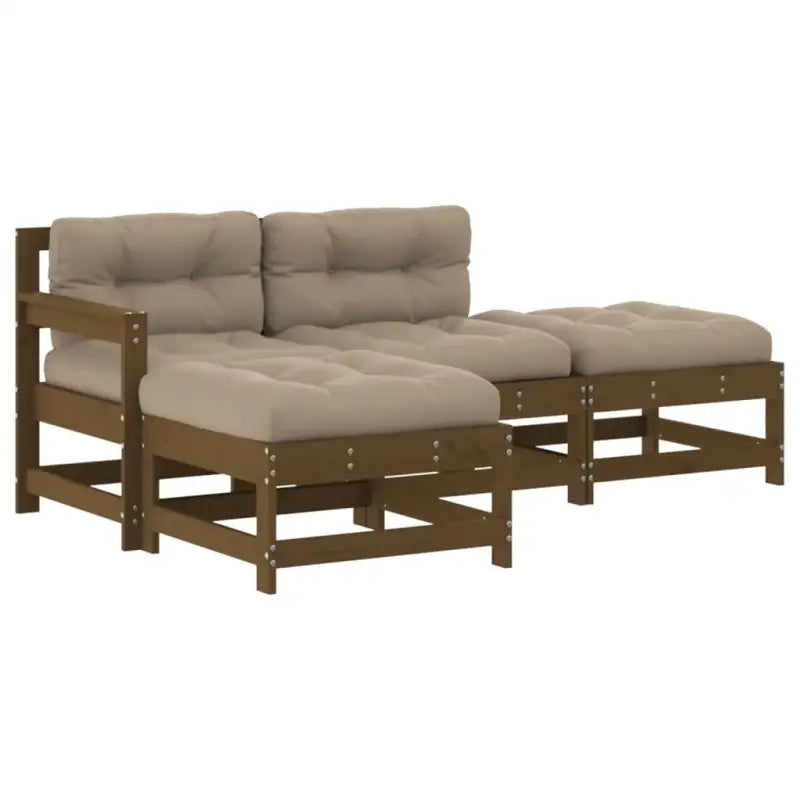 Houten loungeset met massief grenenhout en voetenbank salontafel - Tuinsets