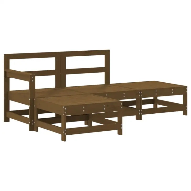 Houten loungeset met massief grenenhout en voetenbank salontafel - Tuinsets