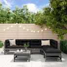 Houten loungeset met massief grenenhout en voetenbank salontafel - Grijs grenenhout - Tuinsets