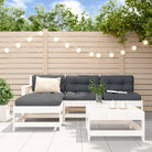 Houten loungeset met massief grenenhout en voetenbank salontafel - Wit grenenhout - Tuinsets