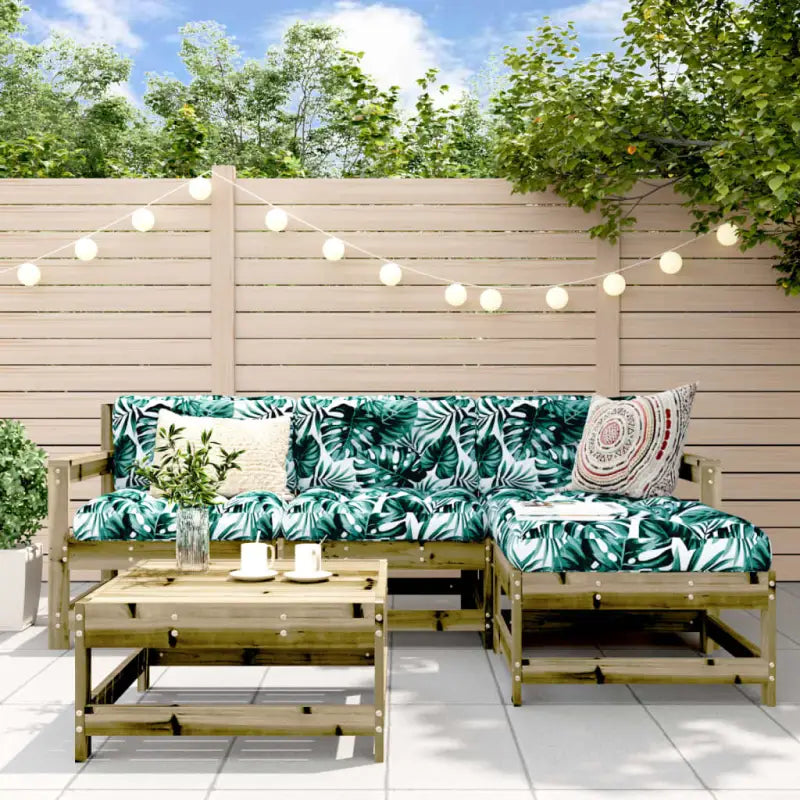 Houten loungeset met massief grenenhout en voetenbank voor in de tuin - Bruin - Tuinsets