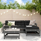 Houten loungeset met massief grenenhout en voetenbank voor in de tuin - Grijs grenenhout - Tuinsets