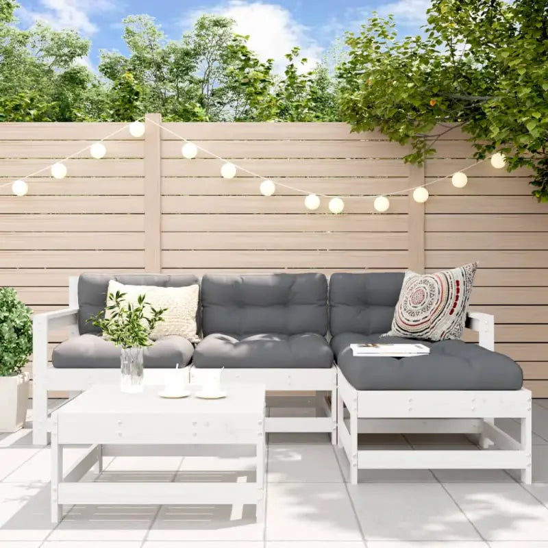 Houten loungeset met massief grenenhout en voetenbank voor in de tuin - Tuinsets