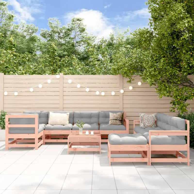 Houten loungeset met massief grenenhout en voetenbank voor tuin of terras - Natuurlijk douglashout - Tuinsets