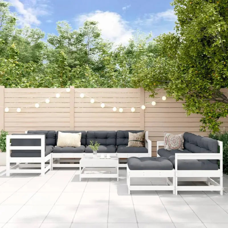 Houten loungeset met massief grenenhout en voetenbank voor tuin of terras - Wit grenenhout - Tuinsets