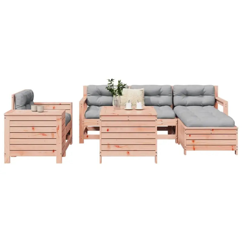 Houten loungeset met modulair ontwerp en comfortabele afmetingen zitting - Natuurlijk douglashout - Tuinsets
