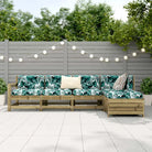 Houten loungeset met modulair ontwerp en comfortabele afmetingen zitting - Tuinsets