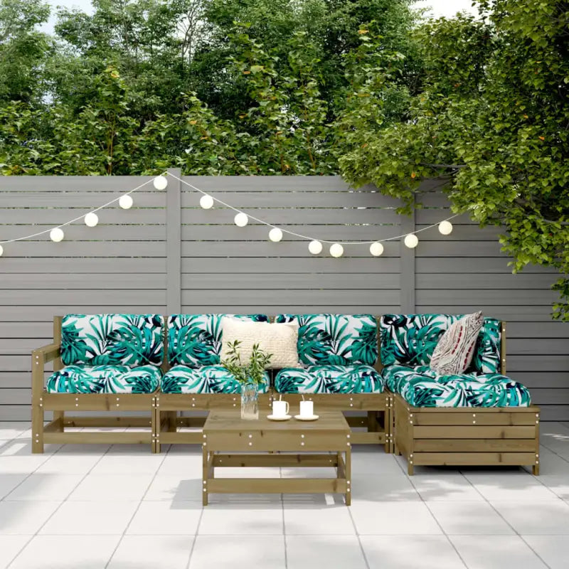 Houten loungeset met modulair ontwerp en comfortabele afmetingen zitting - Tuinsets