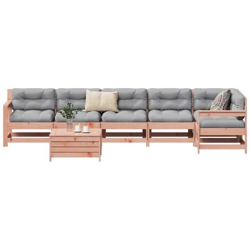 Houten loungeset met modulair ontwerp en comfortabele afmetingen zitting - Natuurlijk douglashout - Tuinsets