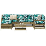 Houten loungeset met modulair ontwerp en comfortabele afmetingen zitting - Tuinsets