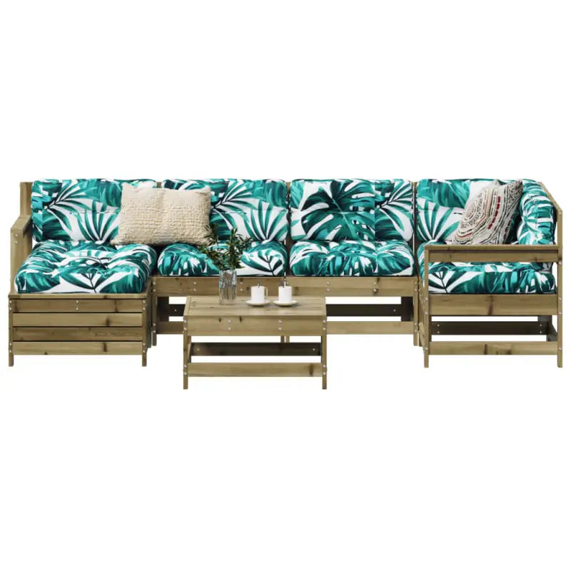 Houten loungeset met modulair ontwerp en comfortabele afmetingen zitting - Tuinsets